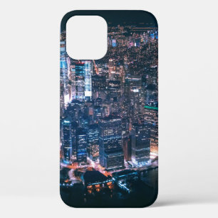 AERIAL VIEW OF CITY BUILDINGS DURING NIGHTTIME iPhone 12 CASE