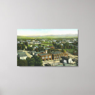 Aerial View of City, Fire Station & Municipal Canvas Print