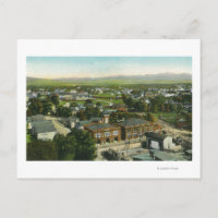 Aerial View of City, Fire Station & Municipal