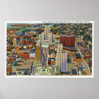 Aerial View of Downtown and the Civic Centre Poster