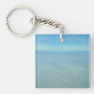 Aerial View of Endless Desert Mountains and Hazy H Keychain