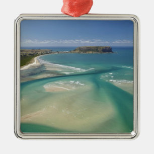 Aerial view of estuary, Sawyer Bay, Stanley and Metal Ornament