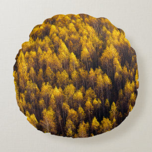 AERIAL VIEW OF FOREST ROUND PILLOW