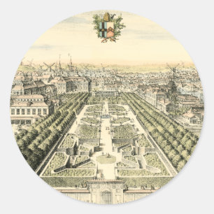 Aerial View of Formal Garden by Eric Dahlbergh Classic Round Sticker