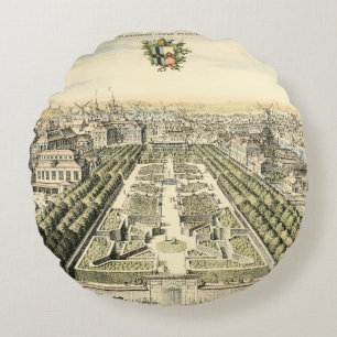 Aerial View of Formal Garden by Eric Dahlbergh Round Pillow