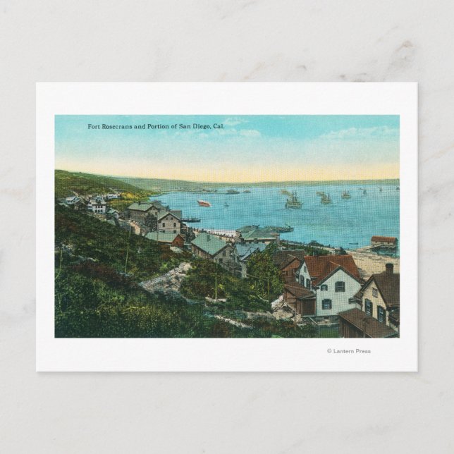 Aerial View of Fort Rosecrans and City Postcard (Front)