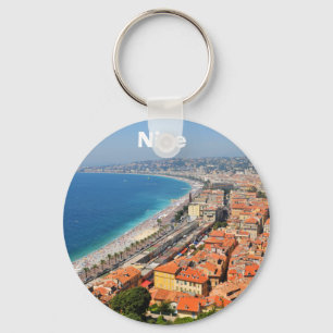 Aerial view of French Riviera in Nice, France Keychain