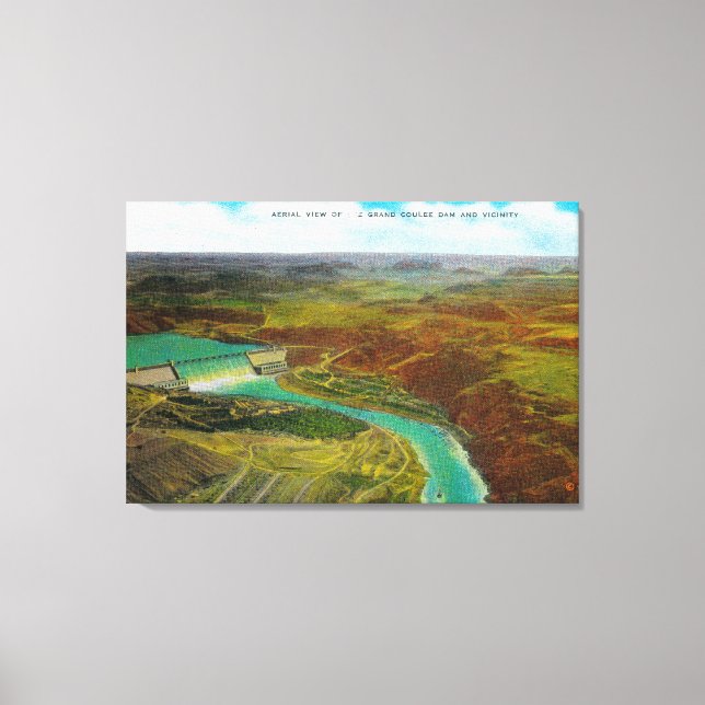 Aerial view of Grand Coulee Dam Canvas Print (Front)