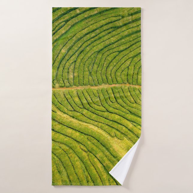 Aerial view of green open field bath towel (Bath Towel)
