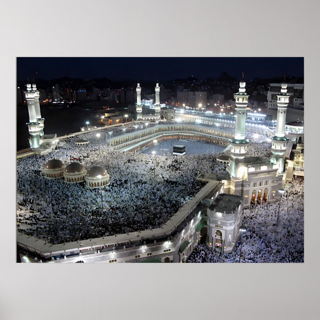 Aerial View of Hajj Pilgrims at the Kaaba, Mecca Poster (Front)