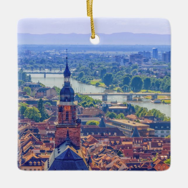 Aerial view of Heidelberg, Germany Ceramic Ornament (Front)