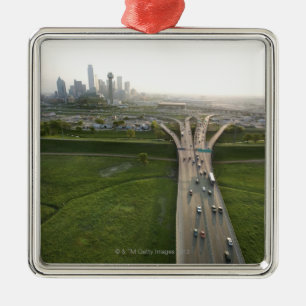 Aerial view of highway in Dallas, Texas Metal Ornament
