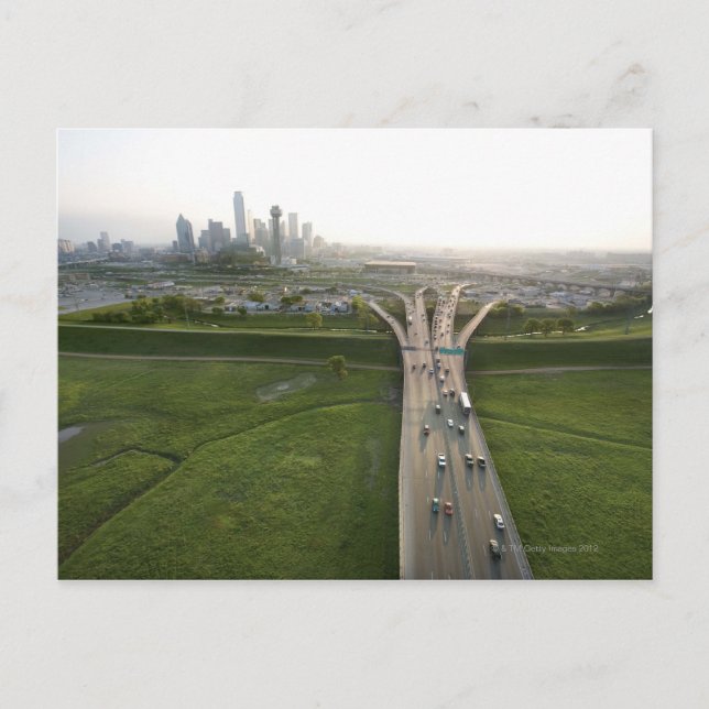 Aerial view of highway in Dallas, Texas Postcard (Front)