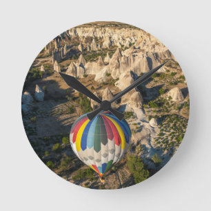 Aerial View Of Hot Air Balloons, Cappadocia Round Clock