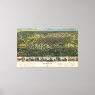 Aerial View of Houston, Texas (1891) Canvas Print