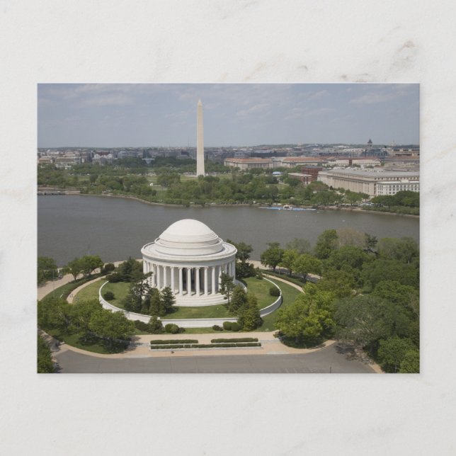 Aerial view of Jefferson and Washington Memorial Postcard (Front)