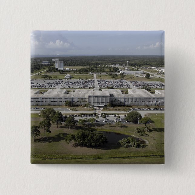 Aerial view of Kennedy Space Centre 2 Inch Square Button (Front)