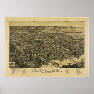 Aerial View Of Knoxville Tennessee from 1886 Poster