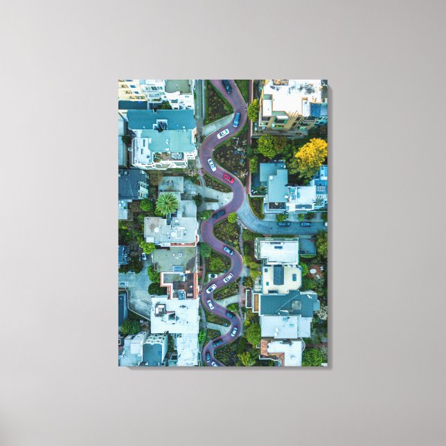 AERIAL VIEW OF LOMBARD STREET, SAN FRANCISCO, USA CANVAS PRINT (Front)