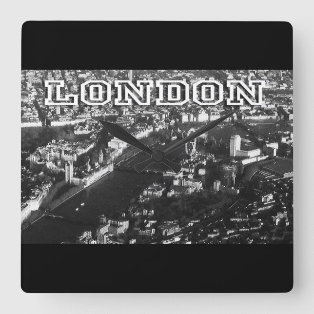 Aerial view of London Square Wall Clock (Front)