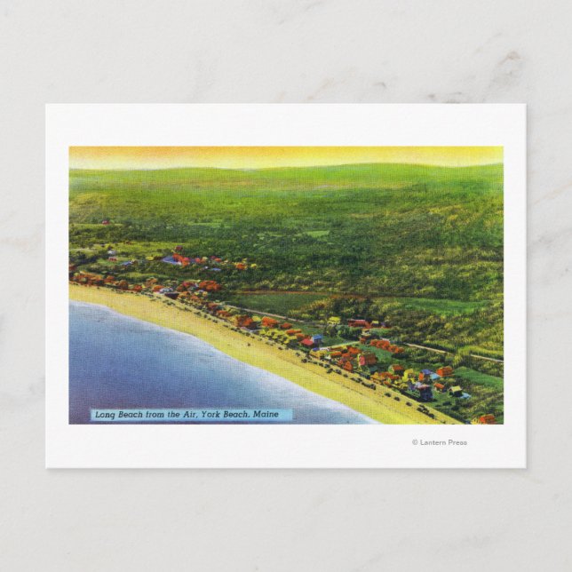 Aerial View of Long Beach at York Beach Postcard (Front)