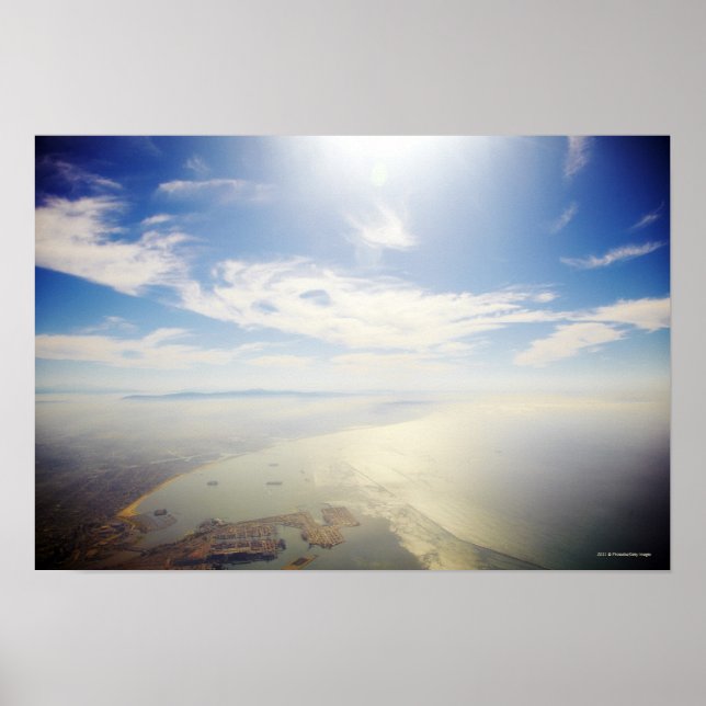 Aerial view of Long Beach, California Poster (Front)