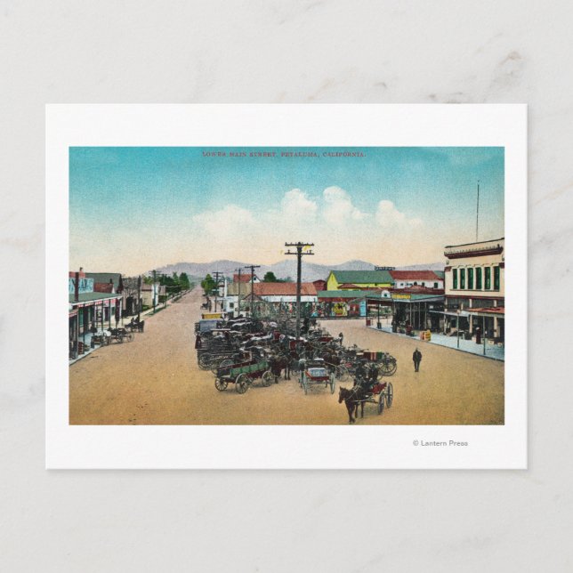 Aerial View of Lower Main StreetPetaluma, CA Postcard (Front)