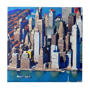 Aerial View of Manhattan Pattern  Tile