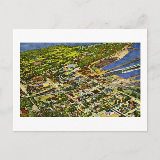 Aerial View of Marquette, Michigan Postcard (Front)