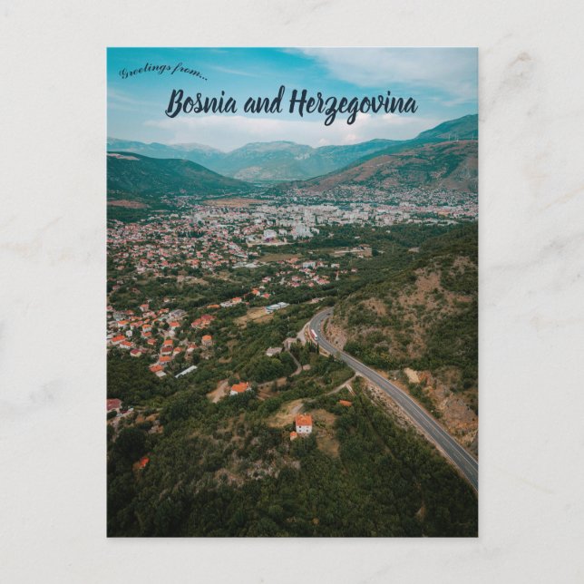 Aerial View of Mostar Bosnia and Herzegovina  Postcard (Front)