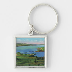 Aerial View of New Bridge Connecting NY and VT Keychain