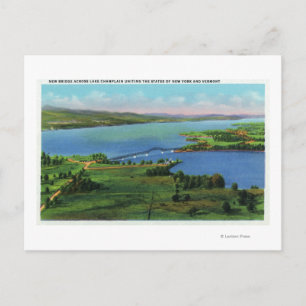 Aerial View of New Bridge Connecting NY and VT Postcard