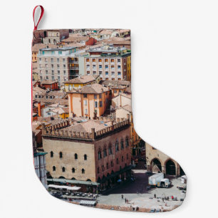 Aerial view of Piazza Maggiore square and San Petr Small Christmas Stocking
