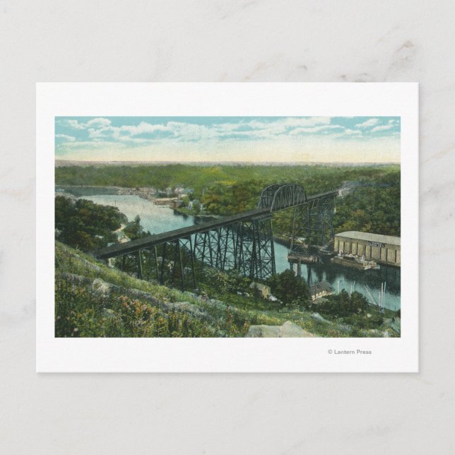 Aerial View of Rondout Creek and Wilbur Bridge Postcard (Front)