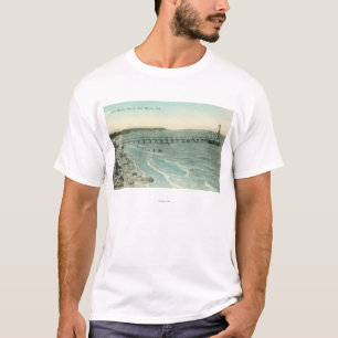 Aerial View of San Mateo Beach and Pier T-Shirt