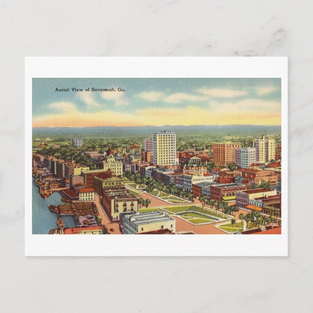 Aerial View of Savannah, Georgia, Vintage Postcard (Front)