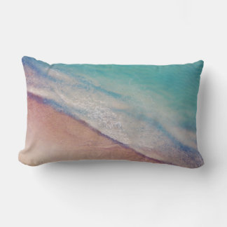 Aerial view of seashore lumbar pillow