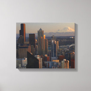 Aerial view of Seattle city skyline 2 Canvas Print