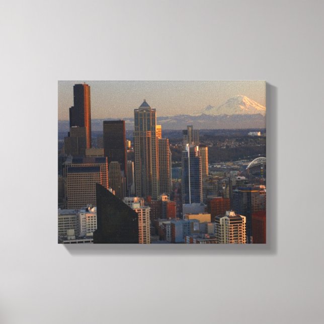Aerial view of Seattle city skyline 2 Canvas Print (Front)