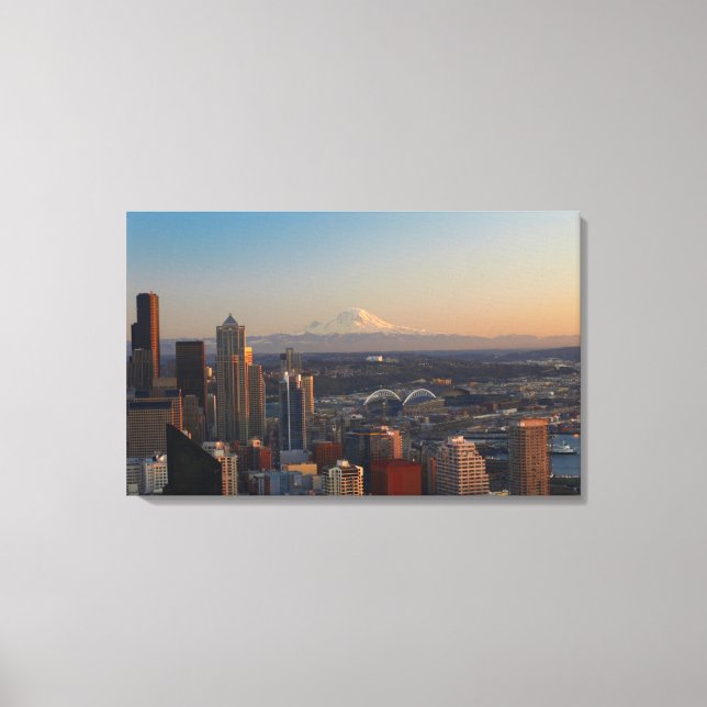 Aerial view of Seattle city skyline 2 Canvas Print (Front)