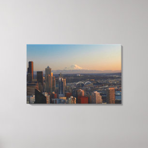 Aerial view of Seattle city skyline 2 Canvas Print