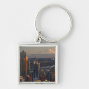 Aerial view of Seattle city skyline 2 Keychain
