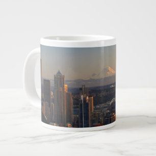 Aerial view of Seattle city skyline 2 Large Coffee Mug