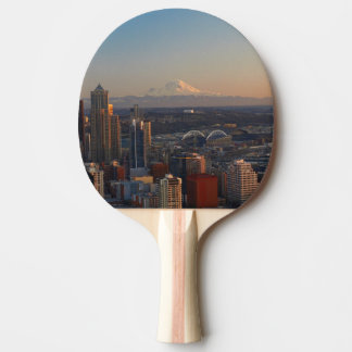 Aerial view of Seattle city skyline 2 Ping Pong Paddle