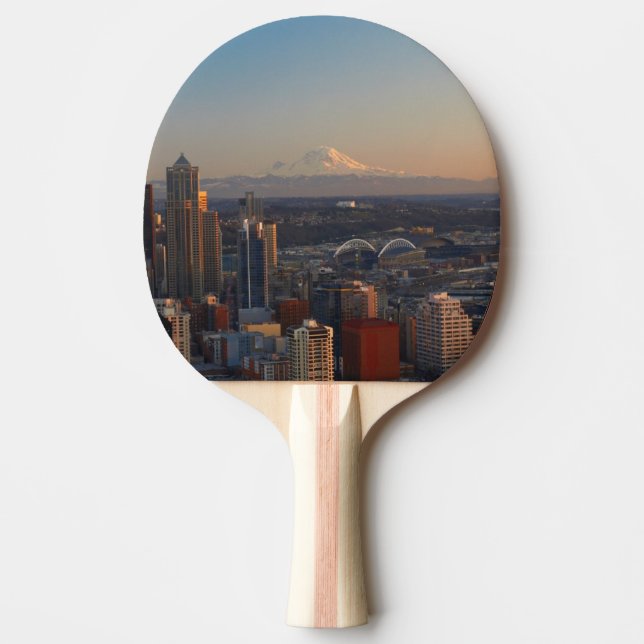 Aerial view of Seattle city skyline 2 Ping Pong Paddle (Front)