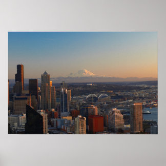 Aerial view of Seattle city skyline 2 Poster