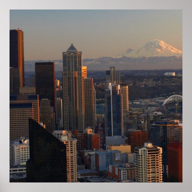 Aerial view of Seattle city skyline 2 Poster (Front)