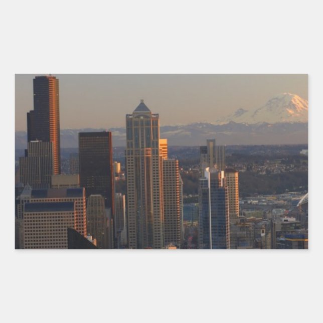 Aerial view of Seattle city skyline 2 Sticker (Front)