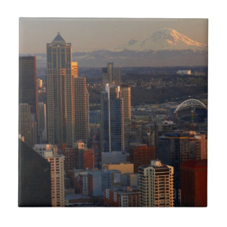Aerial view of Seattle city skyline 2 Tile
