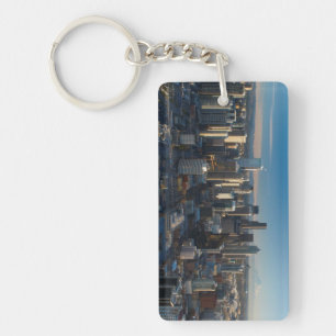 Aerial view of Seattle city skyline Keychain